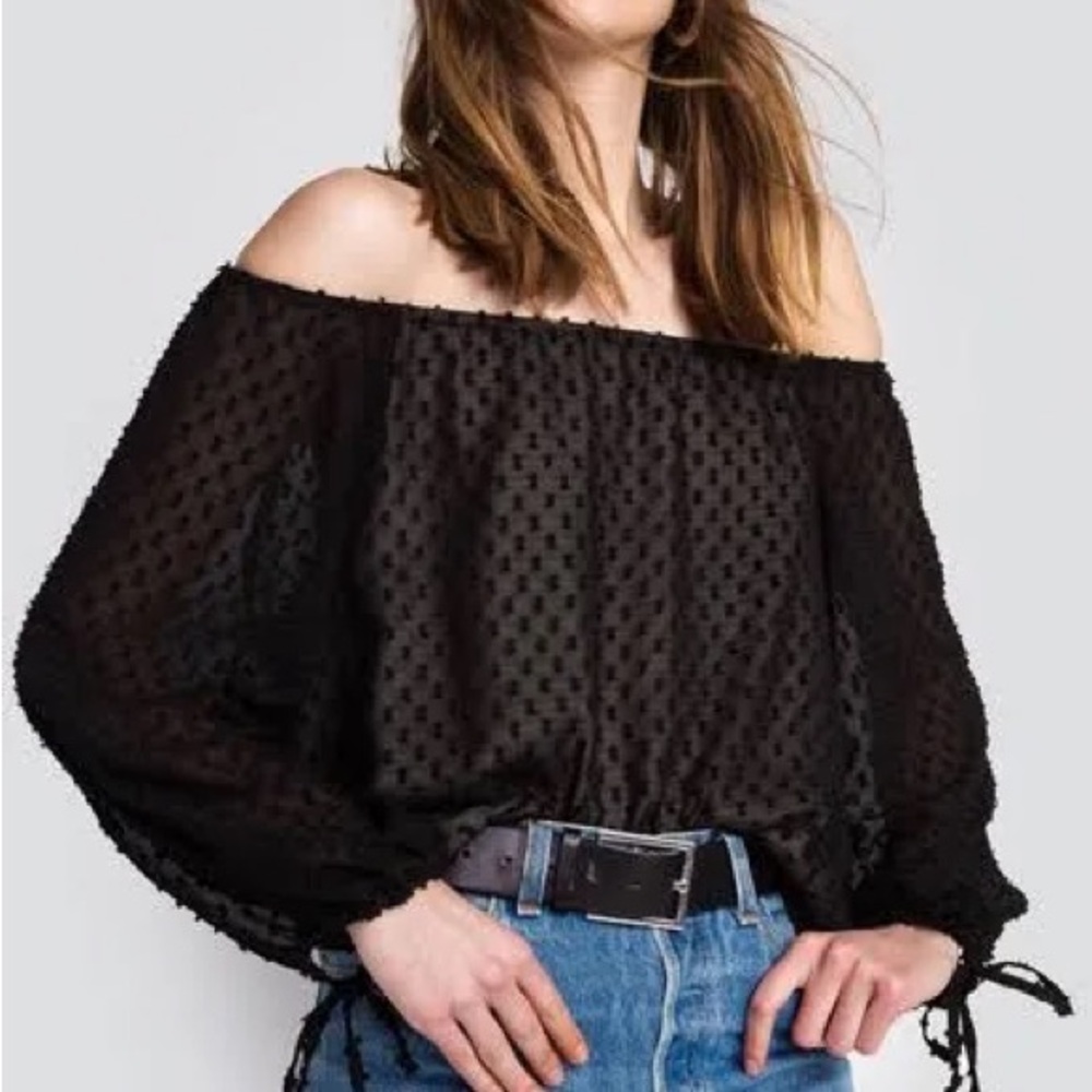 Wildfox Black Off-Shoulder Blouse